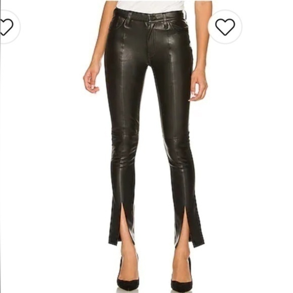 Hudson Barbara Faux Leather High Waist Straight Ankle Pant in Black Beauty Sz 30